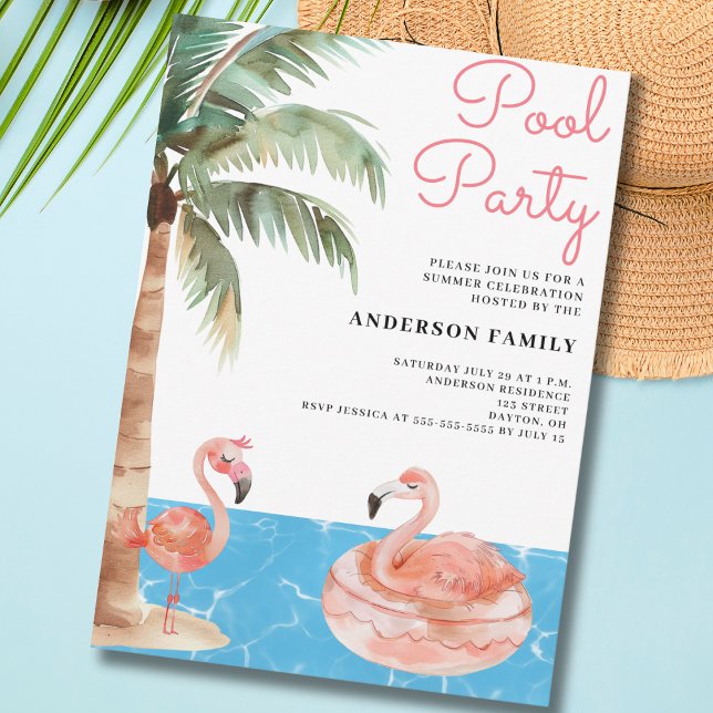 Convite Flamingo para Partido piscina (Criador carregado)
