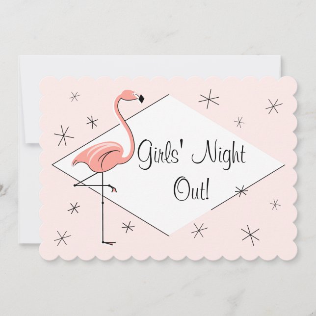 Convite Flamingo Pink Diamond Girls'Night Out! (Frente)