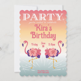 Convite Flamingo Pôr do Sol, Convites Personalizad