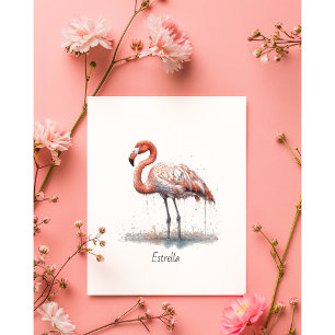 Convite Flamingo Radiance: Watercolor Flamingo, personaliz
