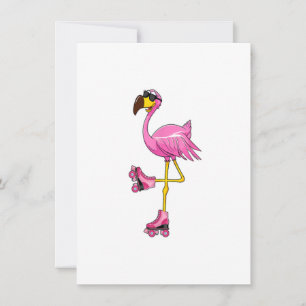 Convite Flamingo Roller Skates - Engraçado Flamingo Lover