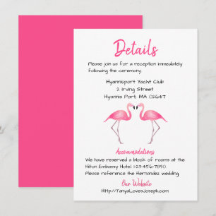 Convite Flamingo Rosa Detalhes do Casamento Tropical Verã