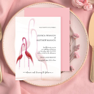 Convite Flamingo Rosa Dourado Exótico