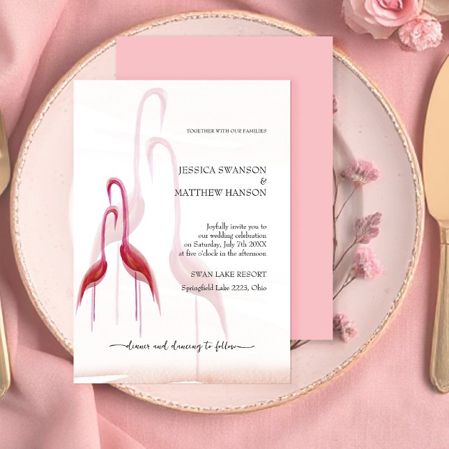 Convite Flamingo Rosa Dourado Exótico (Criador carregado)