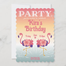 Convite Flamingo Sunset, Convites Personalizados