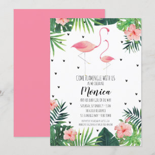 Convite Flamingo Themed Chá de fraldas