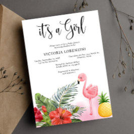 Convite Flamingo Tropical É um Chá de fraldas de Garota