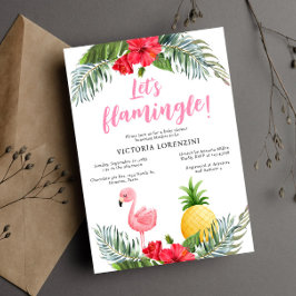 Convite Flamingo Tropical É um Chá de fraldas de Garota