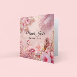 Convite Flamingo Tropical Quinceañera, personalizado