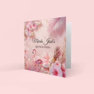 Convite Flamingo Tropical Quinceañera, personalizado