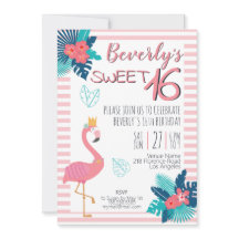 Flamingo tropical rosa e azul floral 16º