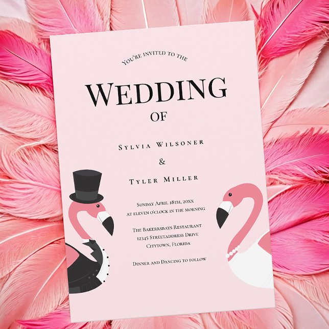 Convite Flamingo Wedding (Customize your flamingo wedding invitation.)