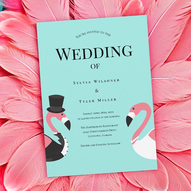 Convite Flamingo Wedding (Get this fun and tropical invitation for your wedding.)