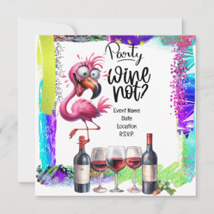 Convite Flamingo Wine lover Festa de aniversário