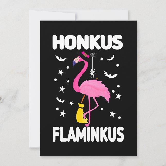 Convite Flamingoo| Honkus Flaminkus Halloween Flamingoo (Frente)