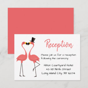 Convite Flamingos de Recepção de Casamento Rosa - Verão Tr