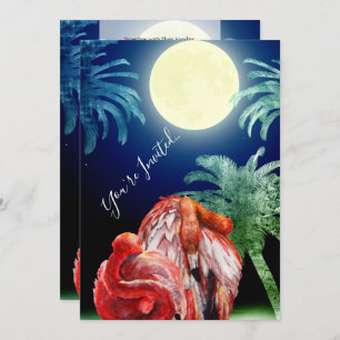 Convite Flamingos e Casamento Tropical de Praia da Lua