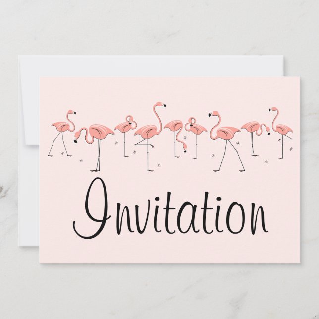 Convite Flamingos Pink Line (Frente)