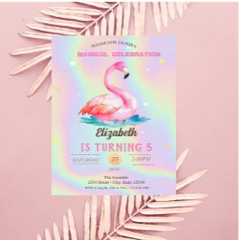 Convite Flamingos Rosa Adoráveis Legais Holográficos