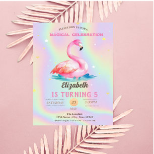 Convite Flamingos Rosa Adoráveis Legais Holográficos
