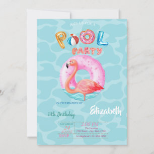 Convite Flamingos Rosa Caprichosos Boia de Piscina Verão