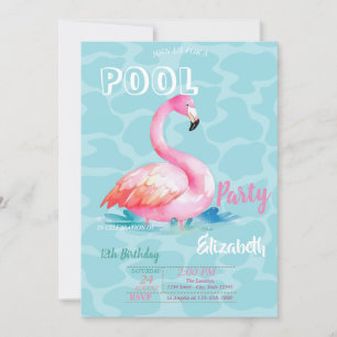 Convite Flamingos Rosa Cool Piscina Verão Aniversário