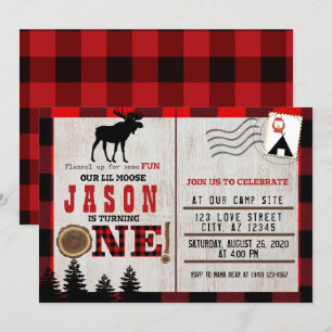 Convite Flanel para um primeiro aniversario divertido