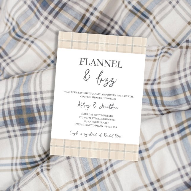 Convite Flannel e Fizz caem Casais casuais russos Chá (Flannel & Fizz Fall Rustic Casual Couples Shower Invitation)