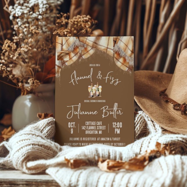 Convite Flannel & Fizz, Xadrez, Chá de panela de Champanhe (Criador carregado)