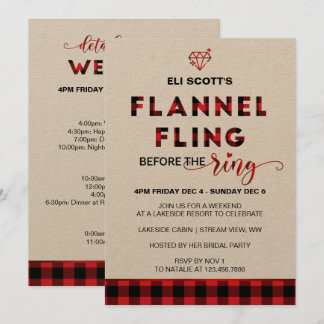 Convite Flannel Fling Bachelorette + Itinerário
