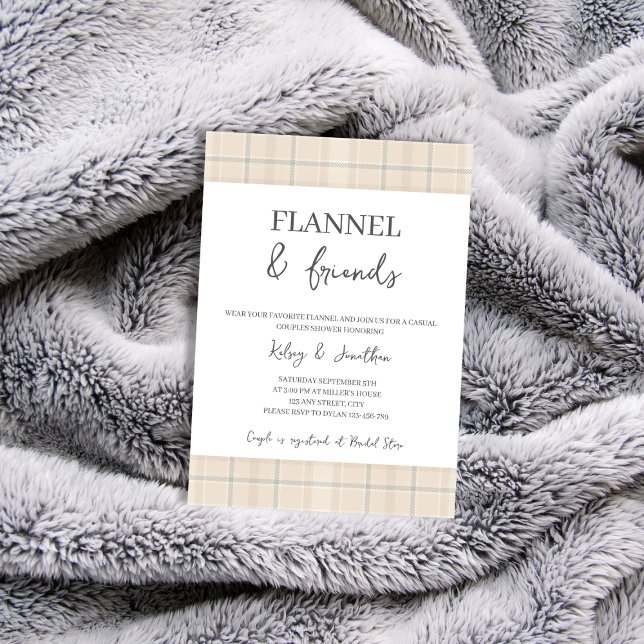 Convite Flannel & Friends Rustic Fall Casal Chá (Flannel & Friends Rustic Fall Couples Shower Invitation)
