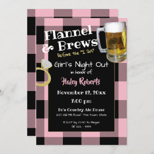 Convite Flannel Girls Night Out Festa de solteira