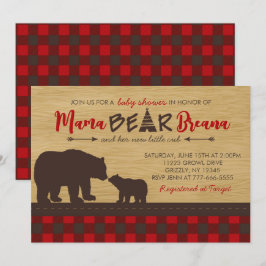 Convite Flannel Mama Bear Bear Shower