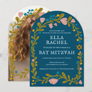 Convite Flaoral Wreath Bat Mitzvah - FOTO Personalizada Fe