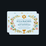 Convite Flaoral Wreath Bat Mitzvah Personalizado desenhado<br><div class="desc">Cartão perfeito para anunciar um bar mitzvah, bat mitzvah ou outra celebração judaica! Mão fez arte para você! TOTALMENTE PERSONALIZÁVEL! Clique em "Personalizar" acima para editar o texto. Clique em "editar usando a ferramenta design" para ajustar as fontes, cores e posicionamentos. Você também pode mudar facilmente o estilo da placa...</div>