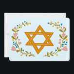 Convite Flaoral Wreath Bat Mitzvah Personalizado desenhado<br><div class="desc">Cartão perfeito para anunciar um bar mitzvah, bat mitzvah ou outra celebração judaica! Mão fez arte para você! TOTALMENTE PERSONALIZÁVEL! Clique em "Personalizar" acima para editar o texto. Clique em "editar usando a ferramenta design" para ajustar as fontes, cores e posicionamentos. Você também pode mudar facilmente o estilo da placa...</div>