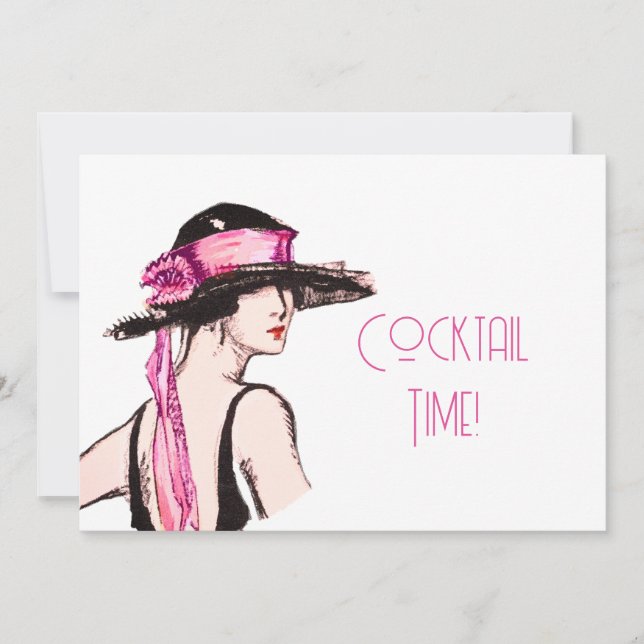 Convite Flapper Girl Cocktail Party (Frente)