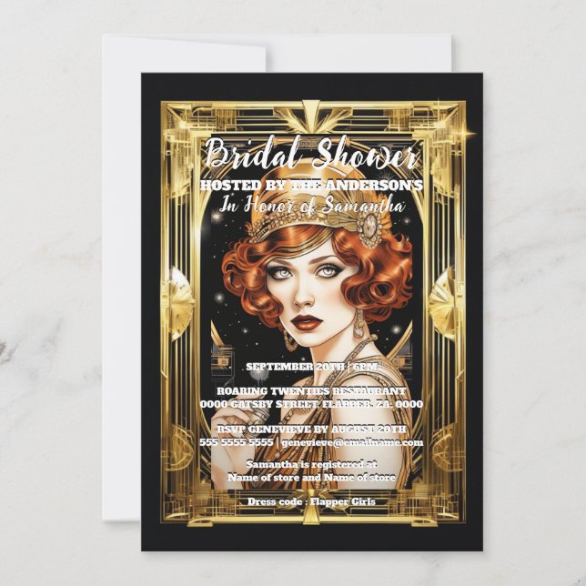 Convite Flapper girl fala a festa formal da fantasia de 19 (Frente)