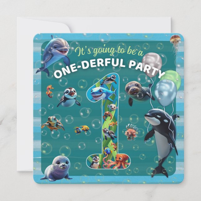 Convite Flat De Borda Arredondada De Uma Festa Mar (Frente)