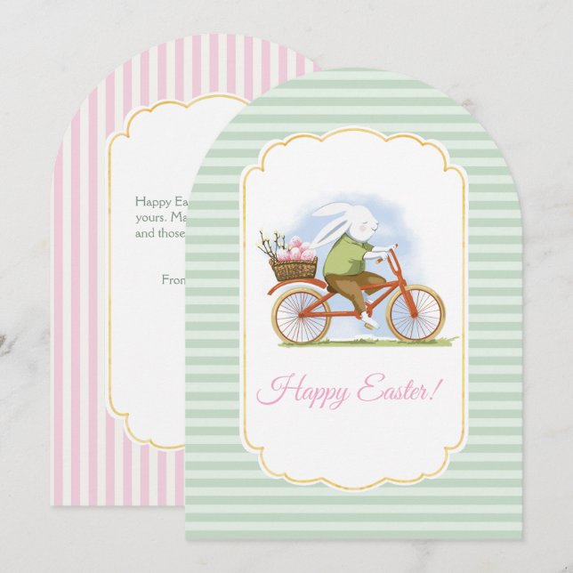 Convite Flat Holiday Card "Happy Easter" . (Frente/Verso)