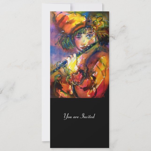 Convite FLAUTISTA RETRATO Programa da Festa de Mascarada (Frente)