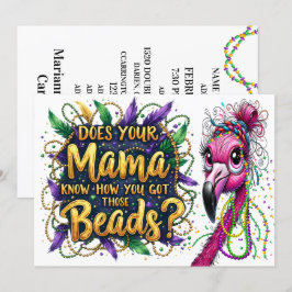 Convite Flavty Flamingo Mardi Gras