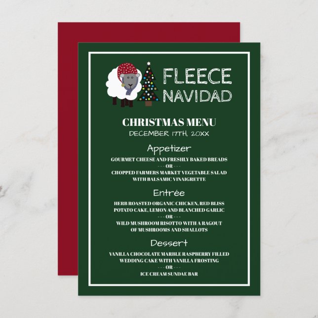 Convite Flece Navidad, Estilo Espanhol Menu de Natal