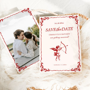 Convite Flecha do Cupido Vermelho Casamento Antigo Save th