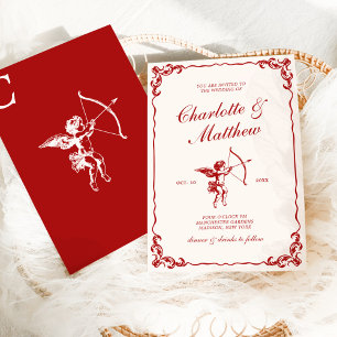 Convite Flecha do Cupido Vermelho Casamento Vintage