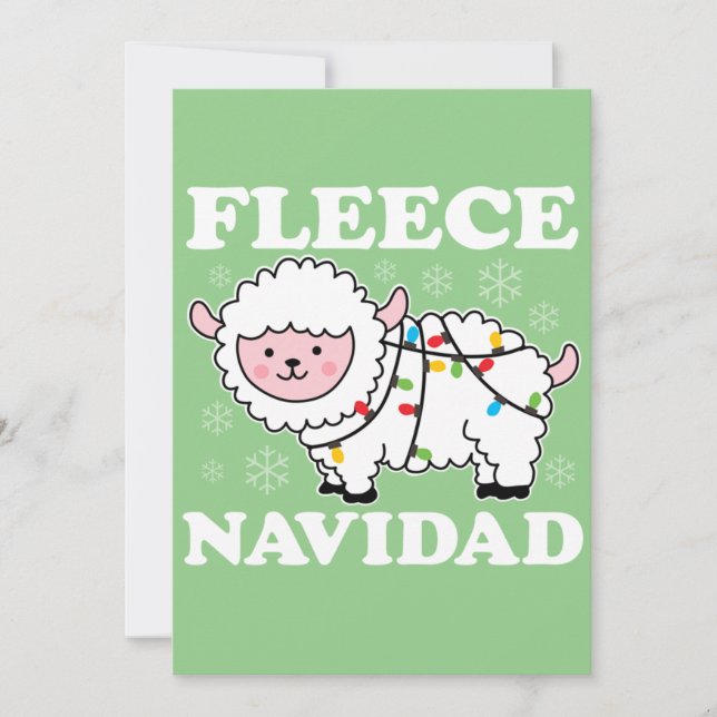 Convite Fleece Navidad Feliz Funny Christmas Kawaii Shep (Frente)