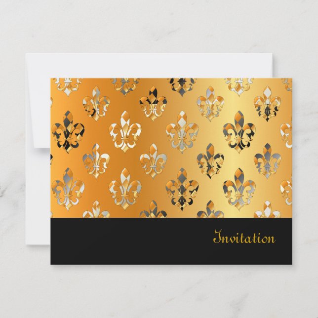 Convite Fleur de Lis/Black + gold (Frente)