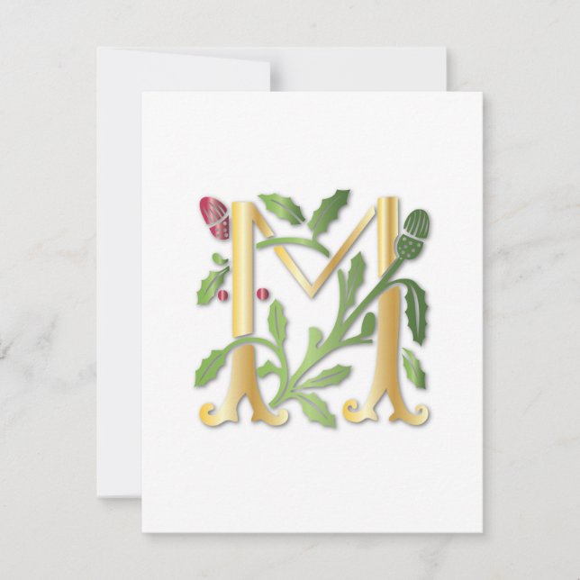 Convite Fleur-de-lis M Monograma (Frente)