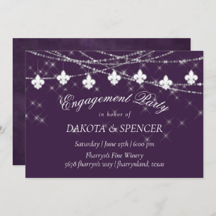 Convite Fleur de Lis   Noivado de cor roxa