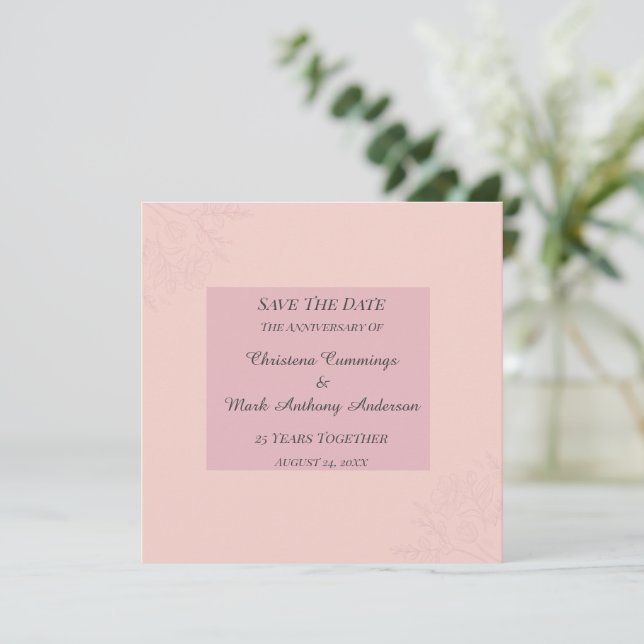 Convite Fleur de Satin Wedding Anniversary Save The Date (Em pé/Frente)